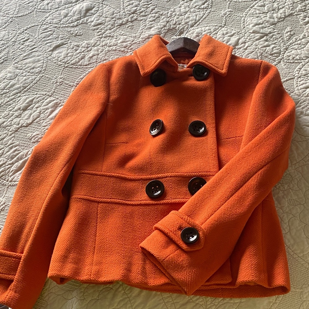Talbots Vibrant Orange Pea Coat